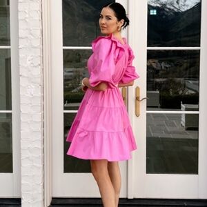 Rachel Parcell Pink Ruffled Shoulder Tiered Minidress Sz 12